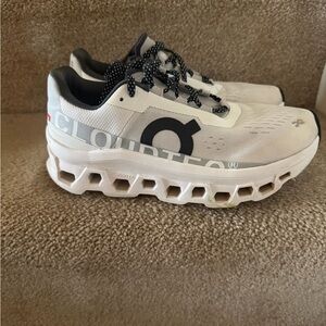 On Running Cloudrunner White and Black Athletic Shoes